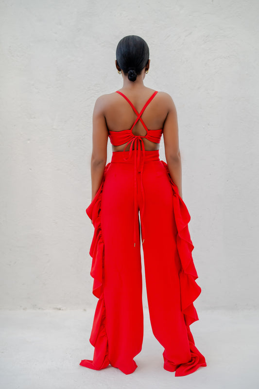DAHLIA PANT SET - RED