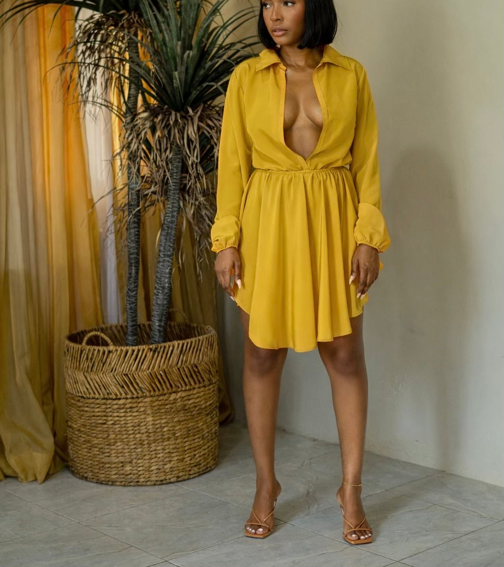 SS- MELLO DRESS- MUSTARD