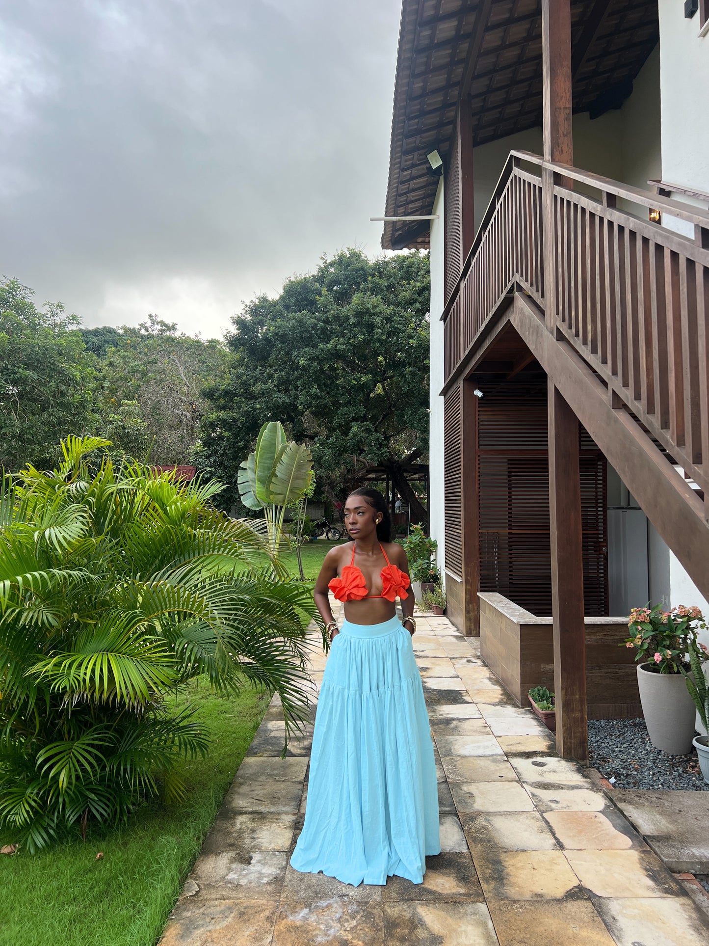 ASHARA MAXI SKIRT - LIGHT BLUE