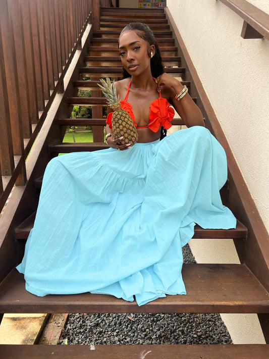 ASHARA MAXI SKIRT - LIGHT BLUE