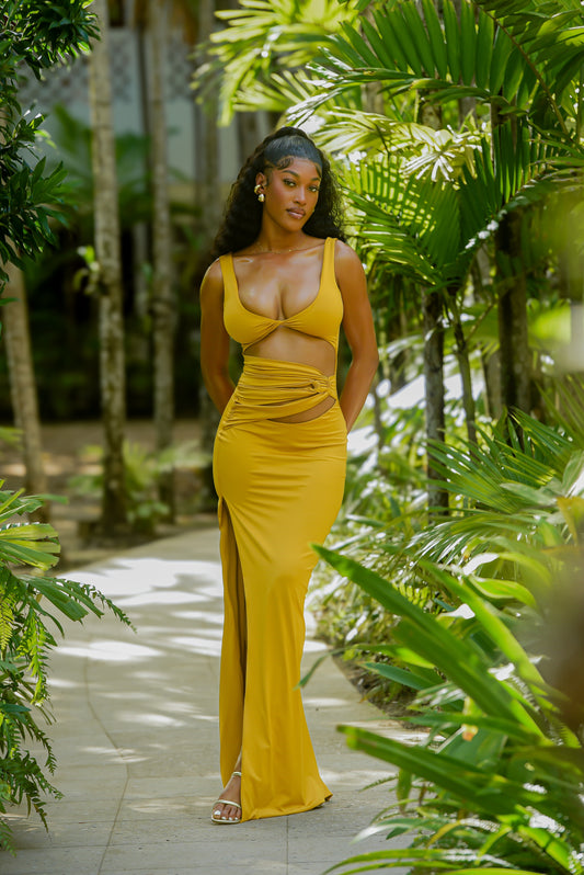 EDINA DRESS - MUSTARD