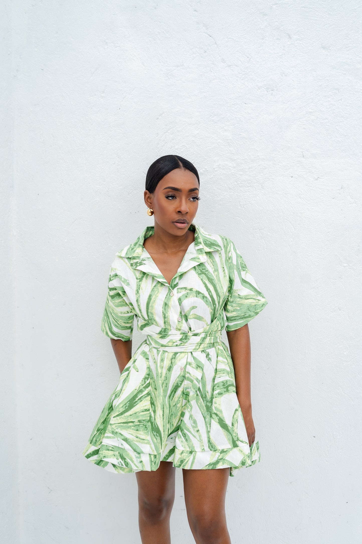 YASMEEN ROMPER - GREEN TROPIX