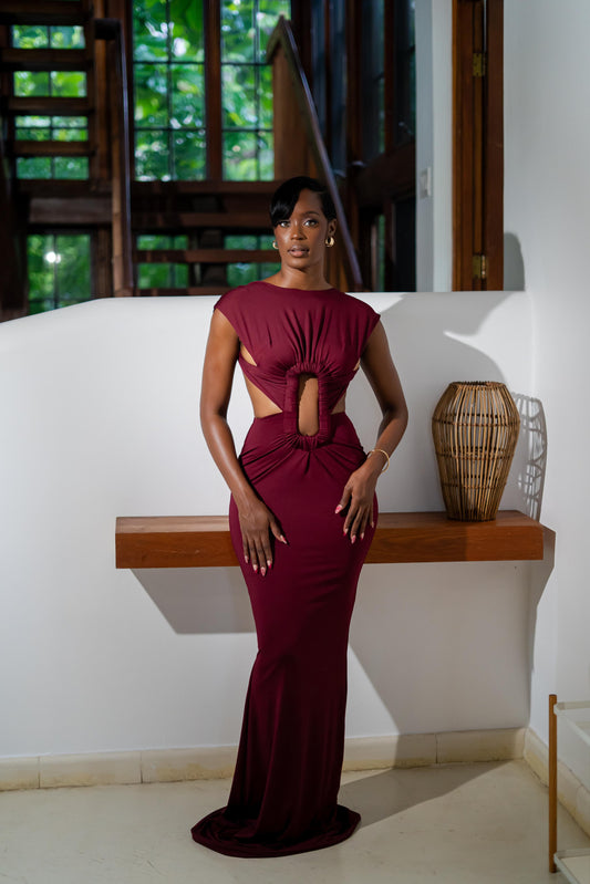 IRIS DRESS - BURGUNDY