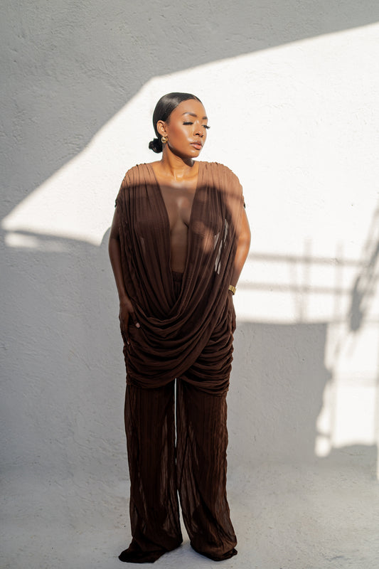 PRIA PANT SET - BROWN