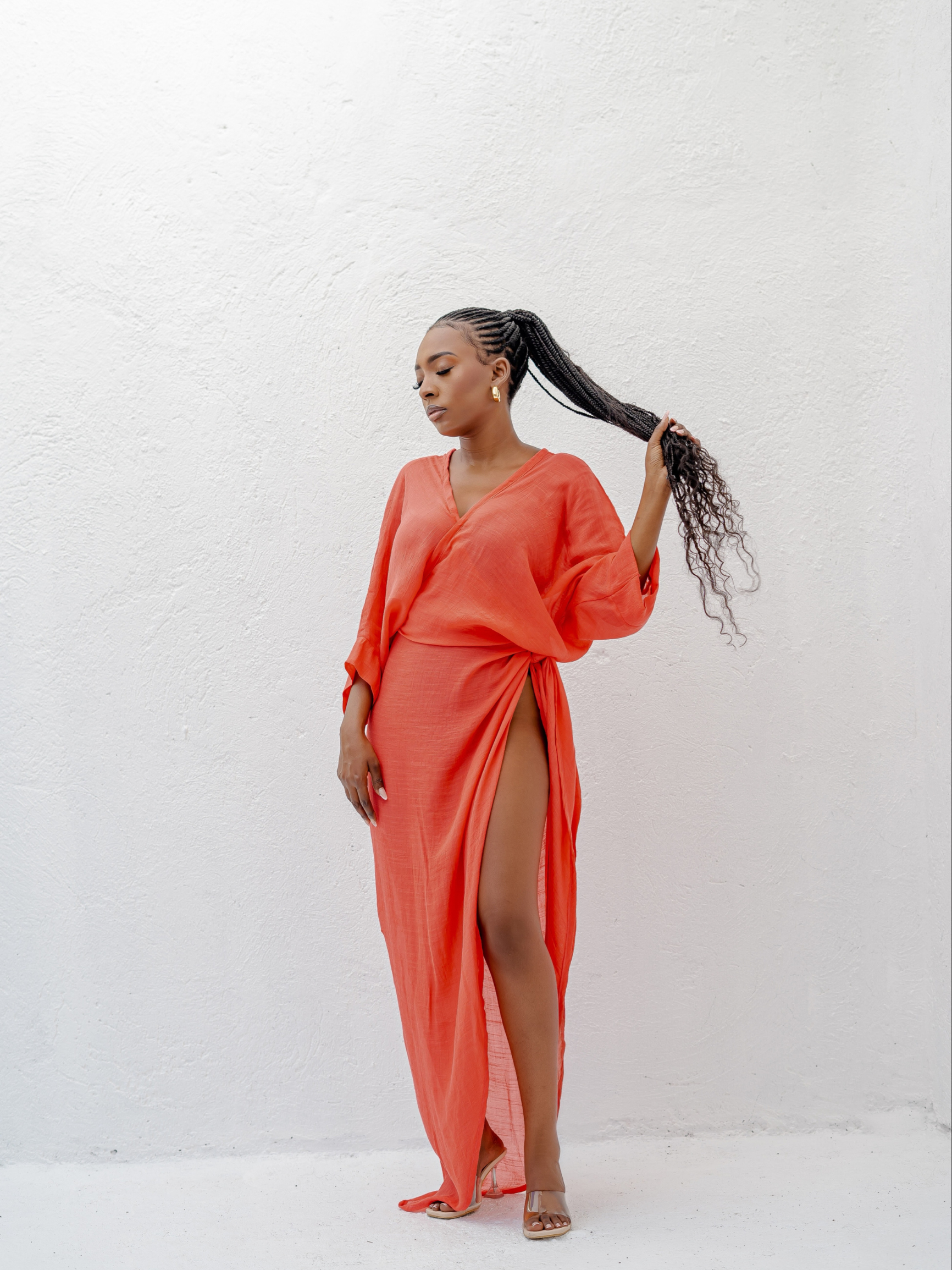 AESA WRAP SKIRT SET - CORAL - Rhea Imani