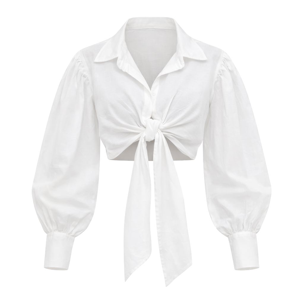 NUEL CROPPED BUTTON DOWN - WHITE