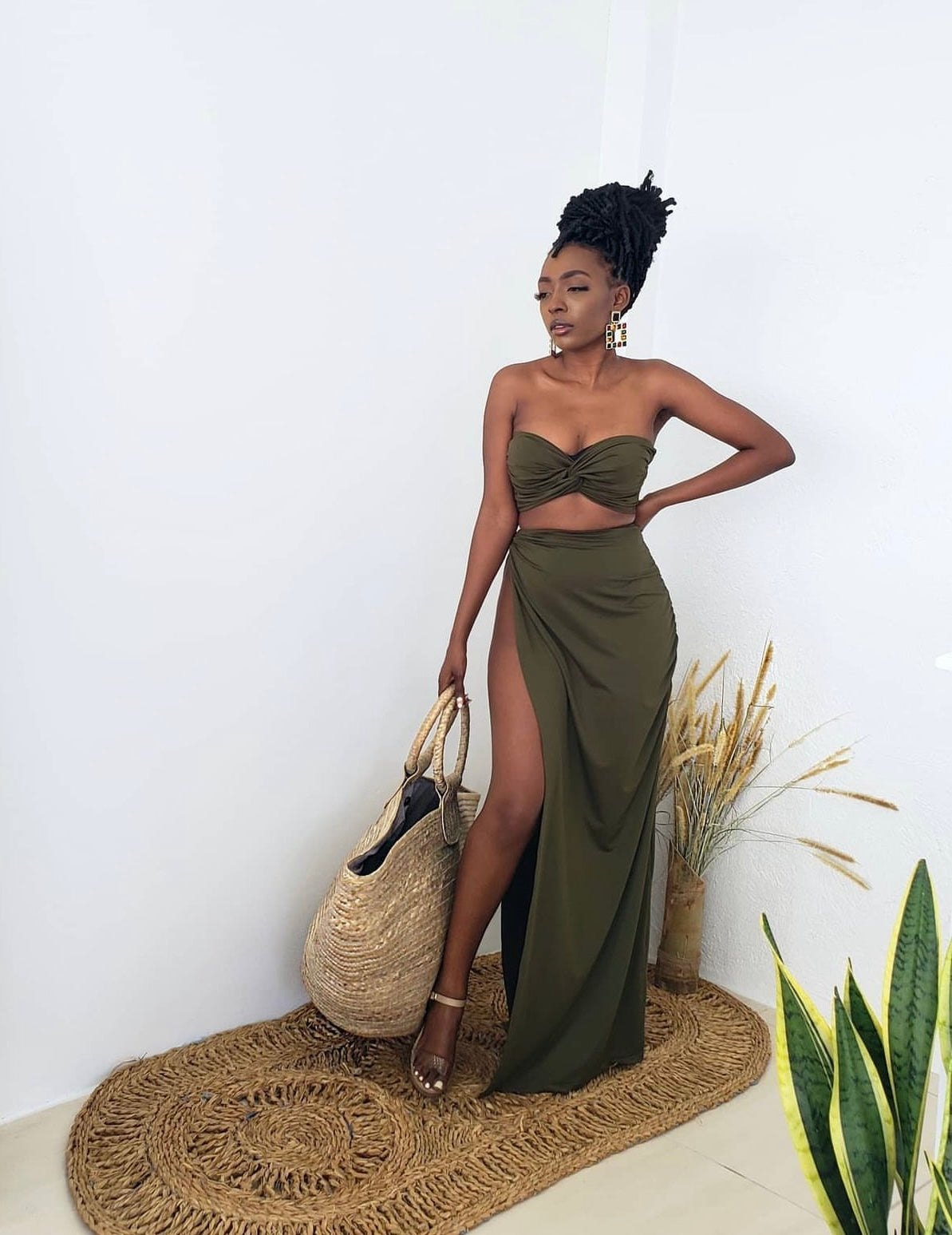 SHELBY SKIRT SET - OLIVE - Rhea Imani